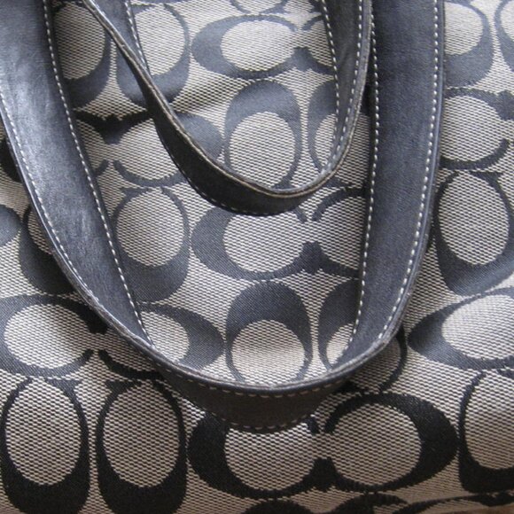 Authentic COACH Monogram Signature Shoulder Bag #6092, Black Gray - Picture 13 of 14